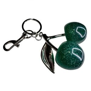 Green & Silver Stylish Cherry Keychain / Bag Charm – NWT